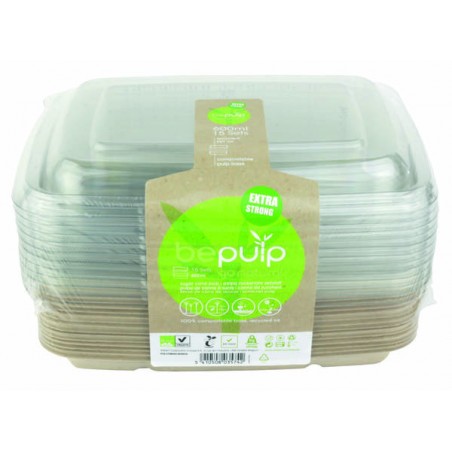 VASCHETTA POLPA RETAIL RETTANGOLARE + COP 600ml BIO COMPOSTABILE 15pz