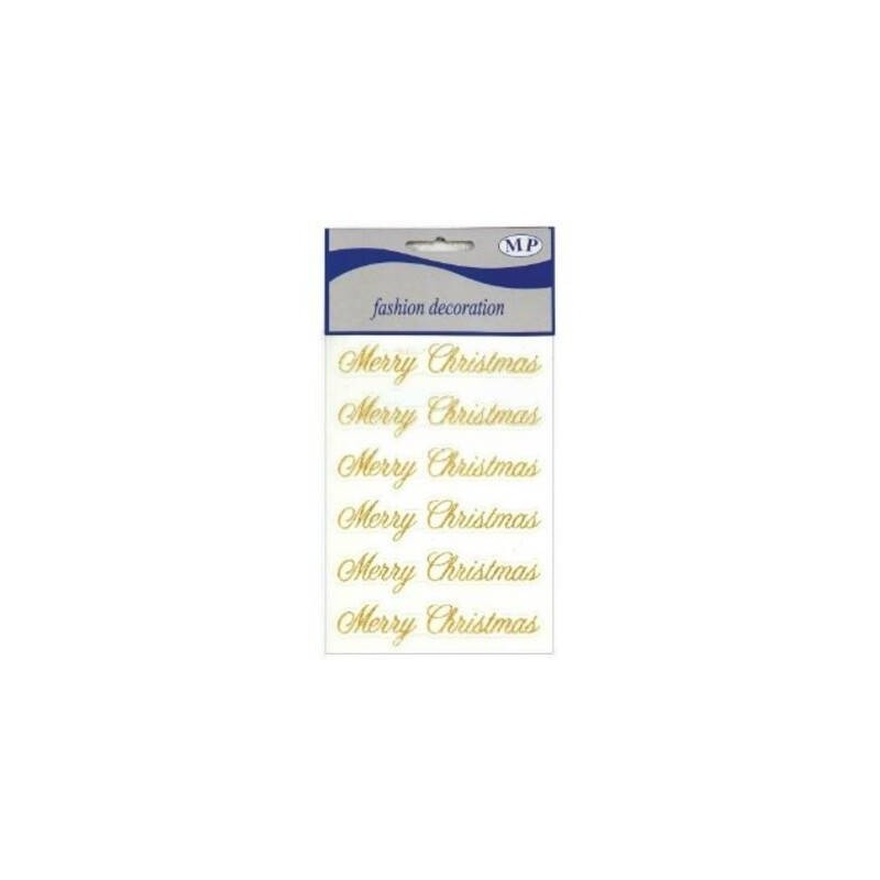 STICKERS MERRY CHRISTMAS GLITTER ORO 6pz