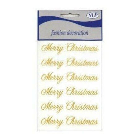 STICKERS MERRY CHRISTMAS GLITTER ORO 6pz