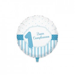 PALLONE MYLAR 45cm PRIMO COMPLEANNO CELESTE