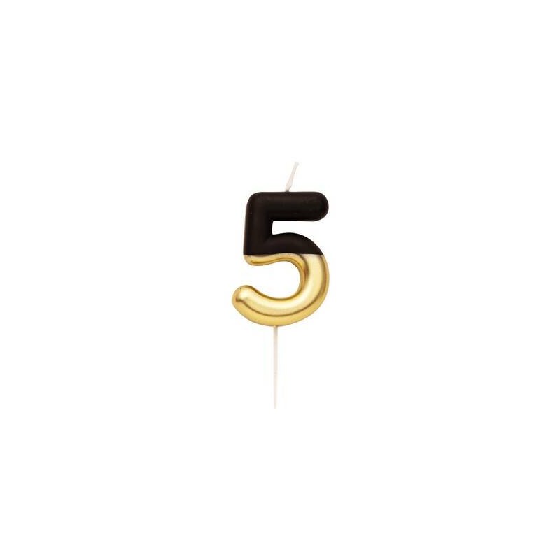 CANDELINA NUMERO 5 NERO/ORO 10,5cm
