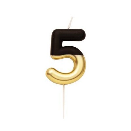 CANDELINA NUMERO 5 NERO/ORO 10,5cm
