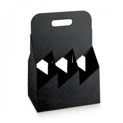 CESTELLO 6 BOTTIGLIE 19,5x13x29cm KRAFT NERO