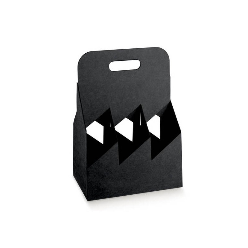CESTELLO 6 BOTTIGLIE 19,5x13x29cm KRAFT NERO