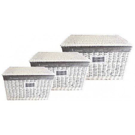 BAULE VIMINI LUDO BIANCO SET 3/3 60x40x40cm CEP01515