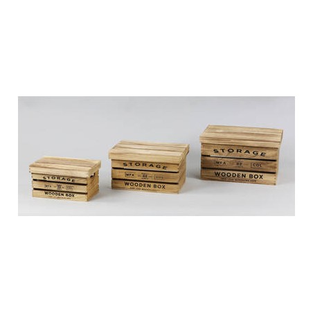 CASSETTA RETTANGOLARE C/SCRITTE IN LEGNO 40x29x23cm 1/3
