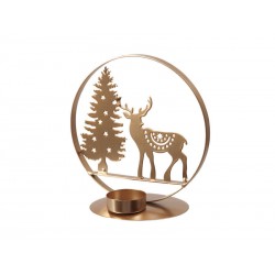 CERCHIO CON BASE IN METALLO ORO CON DECORO RENNA/ALBERO...