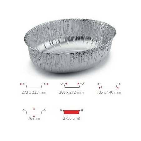TEGLIA ALLUMINIO OVALE CIOTOLA 50PZ E1G CONTITAL