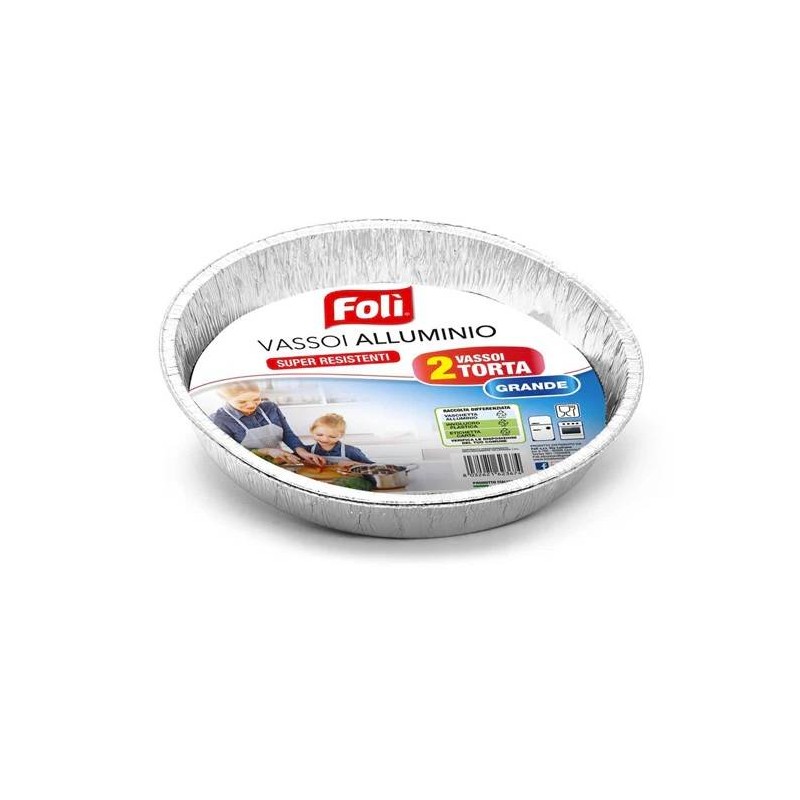 VASSOIO ALLUMINIO TONDO ø27x4cm TORTA GRANDE 2pz FOLI'