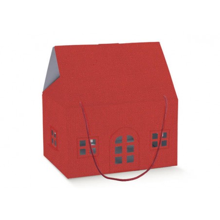 CASETTA C/CORDINI 33x25x19cm LINO ROSSO