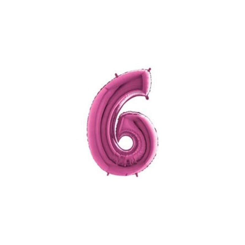 PALLONE NUMERO 6 MYLAR 102cm 40 FUCSIA