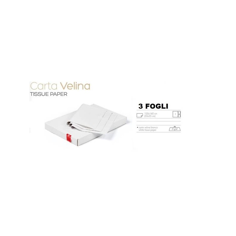 CARTA VELINA gr.21 BIANCA 100x140cm 3 FOGLI PIEGATI