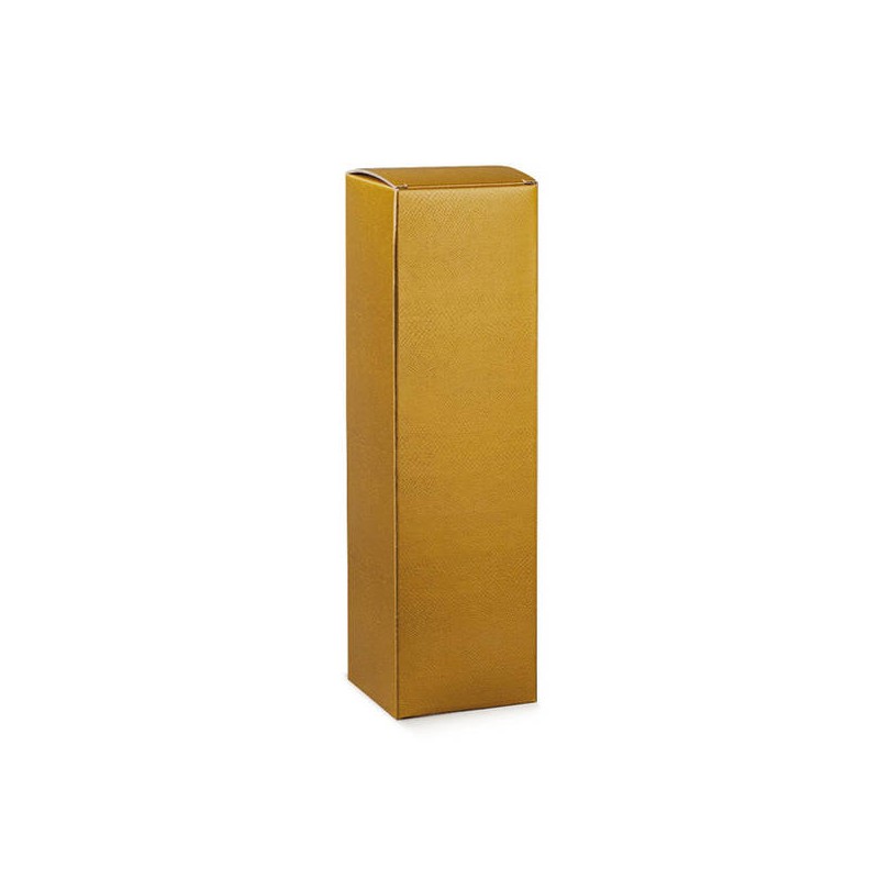 SCATOLA 1 BOTTIGLIA CHAMPAGNE 10x10x34cm FIBRA ORO