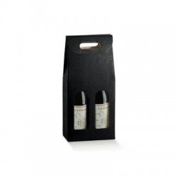 SCATOLA 2 BOTTIGLIE C/MAN. E FIN. 18x9x38,5cm SETA NERO