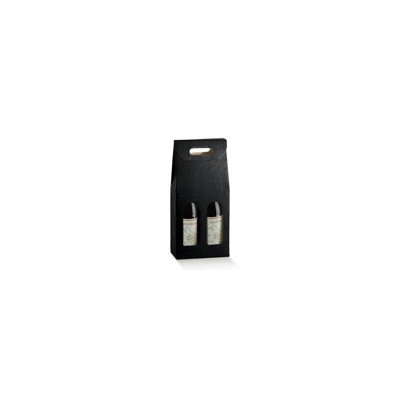SCATOLA 2 BOTTIGLIE C/MAN. E FIN. 18x9x38,5cm SETA NERO