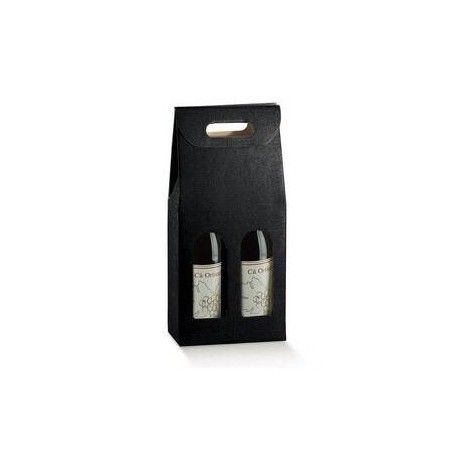 SCATOLA 2 BOTTIGLIE C/MAN. E FIN. 18x9x38,5cm SETA NERO