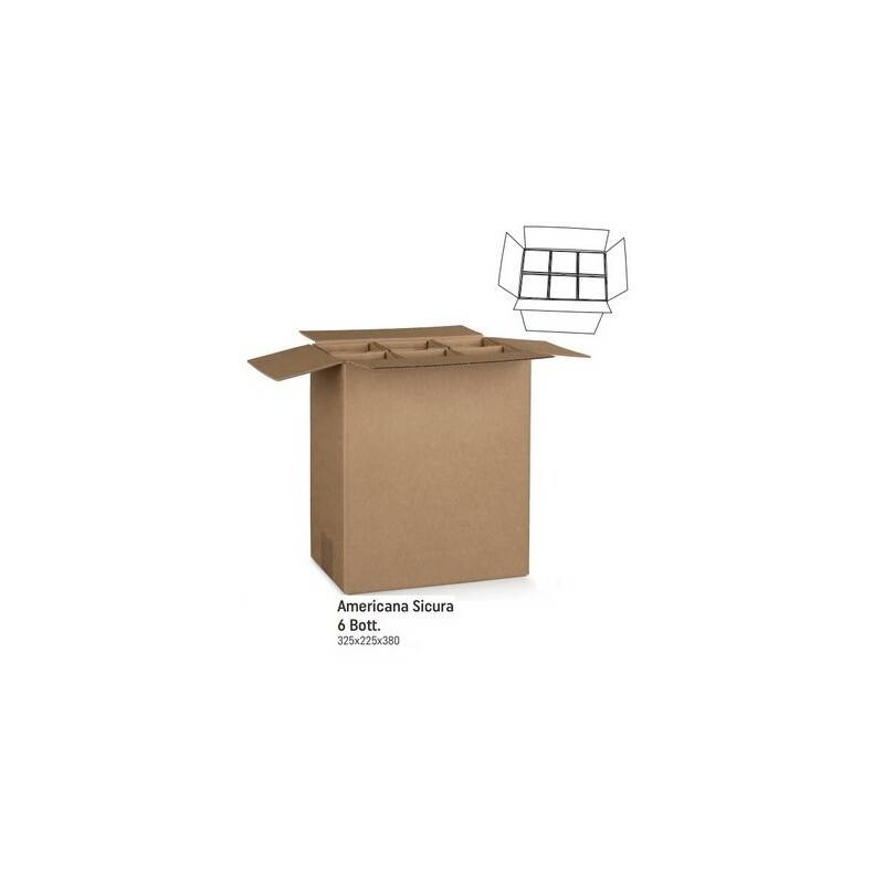 SCATOLA AMERICANA SICURA PORTA 6 BOTTIGLIE 32,5x22,5x38cm