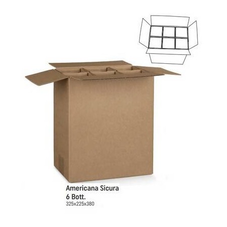 SCATOLA AMERICANA SICURA PORTA 6 BOTTIGLIE 32,5x22,5x38cm