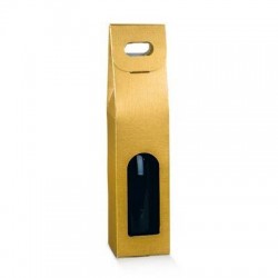 SCATOLA 1 BOTTIGLIA C/FIN 9x9x38,5cm FIBRA ORO