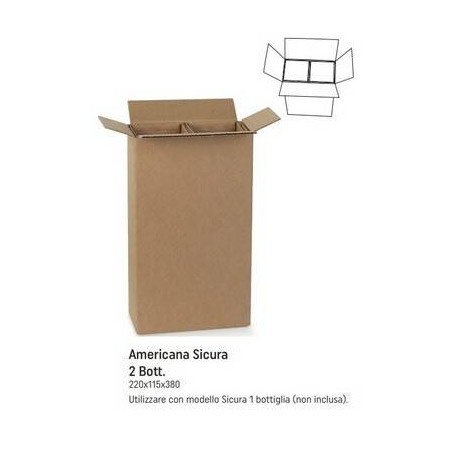 SCATOLA AMERICANA SICURA PORTA 2 BOTTIGLIE 22x11,5x38cm