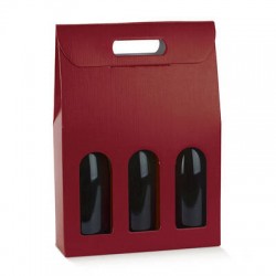 SCATOLA 3 BOTTIGLIA C/MANIGLIA E FIN. 27x9x38,5cm FIBRA BORDEAUX