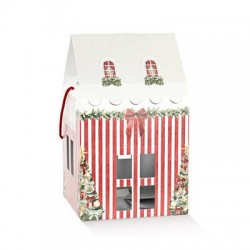 CASETTA C/CORDINI 24,5x24,5x15cm MARKET ROSSO