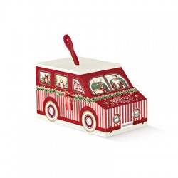 SCATOLA FURGONCINO C/CORDINI 8x4x4,5cm MARKET ROSSO