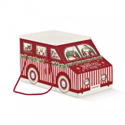 SCATOLA FURGONCINO C/CORDINI 20x12x12cm MARKET ROSSO