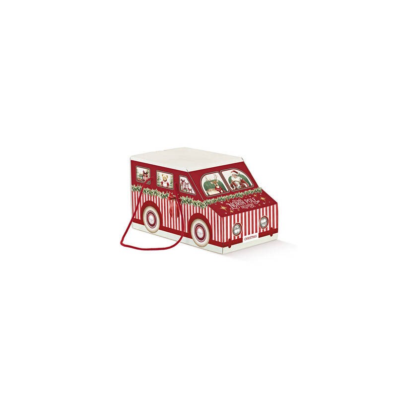 SCATOLA FURGONCINO C/CORDINI 20x12x12cm MARKET ROSSO