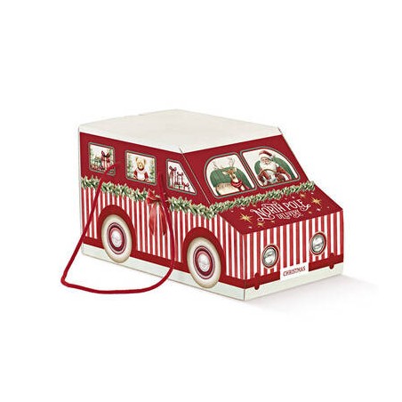 SCATOLA FURGONCINO C/CORDINI 20x12x12cm MARKET ROSSO