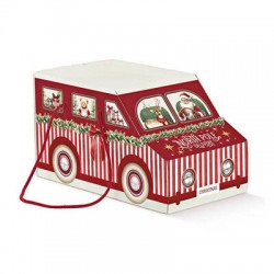 SCATOLA FURGONCINO C/CORDINI 31x15x16cm MARKET ROSSO