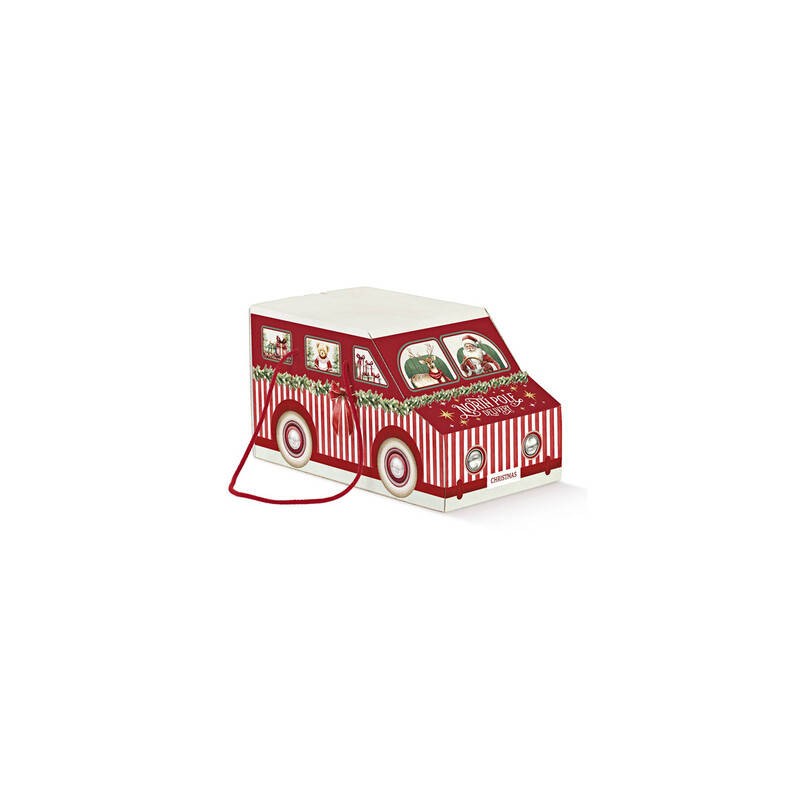 SCATOLA FURGONCINO C/CORDINI 31x15x16cm MARKET ROSSO