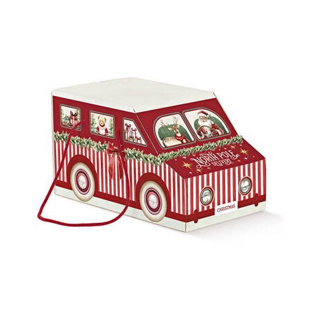 SCATOLA FURGONCINO C/CORDINI 31x15x16cm MARKET ROSSO
