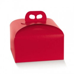 SCATOLA PANETTONE 24,5x24,5x13cm FIBRA ROSSO