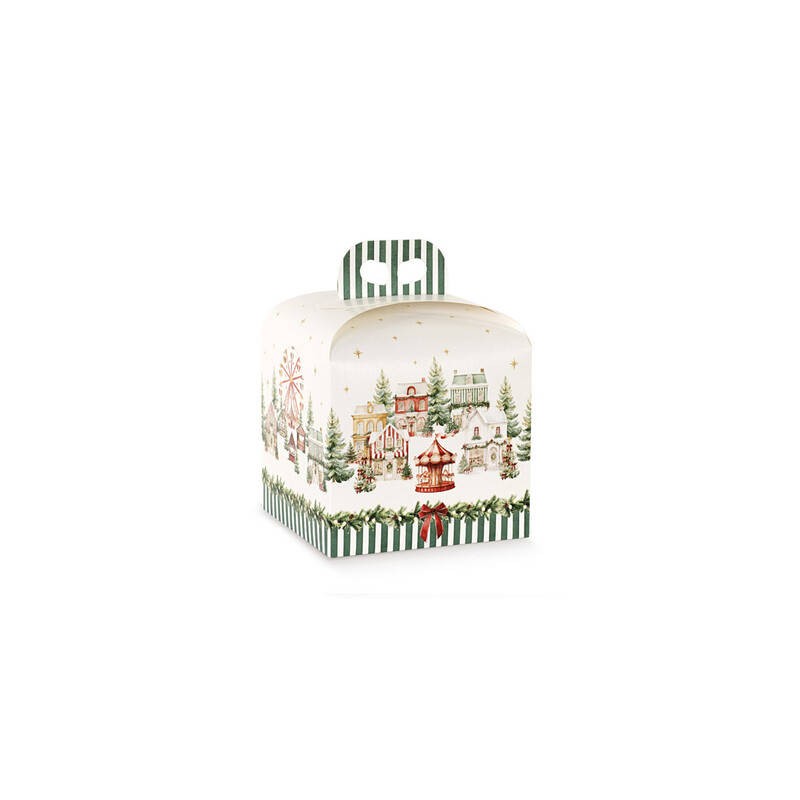 SCATOLA PANETTONE 20x20x18cm MARKET VERDE