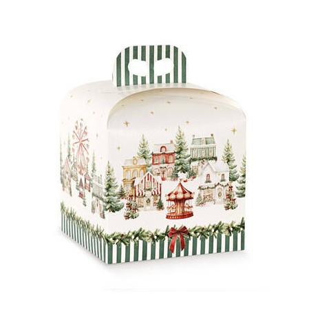 SCATOLA PANETTONE 20x20x18cm MARKET VERDE