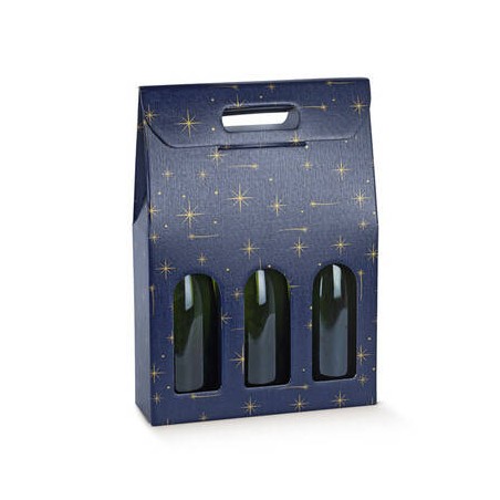 SCATOLA 3 BOTTIGLIE C/MANIGLIA E FIN. 27x9x38,5cm NIGHT