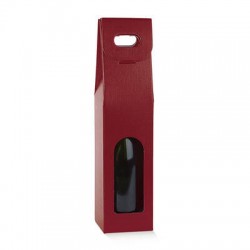 SCATOLA 1 BOTTIGLIA C/MANIGLIA E FIN. 9x9x38,5cm FIBRA BORDEAUX