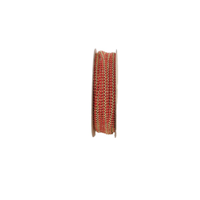 NASTRO CORDINO BRUGGE INTRECCIATO ORO ROSSO mm5x15mt