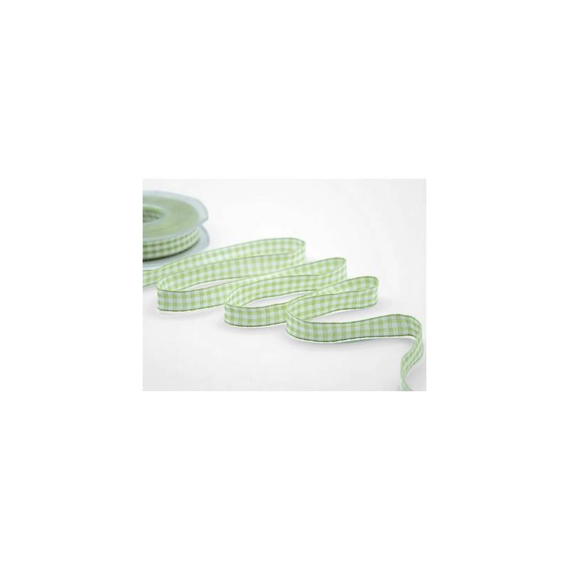 NASTRO TESSUTO DUMBO QUADRI mm10x20mt COL.139 BIANCO/VERDE PISTACCHIO