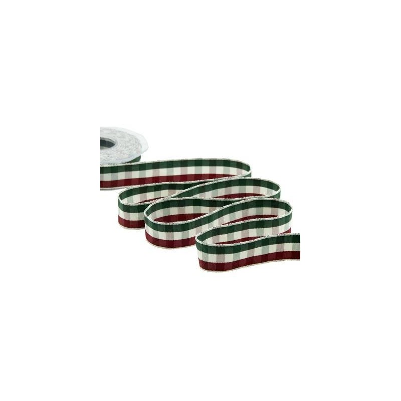NASTRO TESSUTO SCOZZESE mm25x15mt COL.10 VERDE/ROSSO