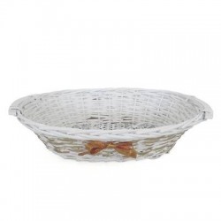 CESTO OVALE BIANCO C/FIOCCO ORO 38x28x10
