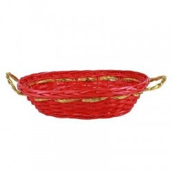 CESTO VIMINI OVALE C/MANICI cm41x32 h12 ROSSO