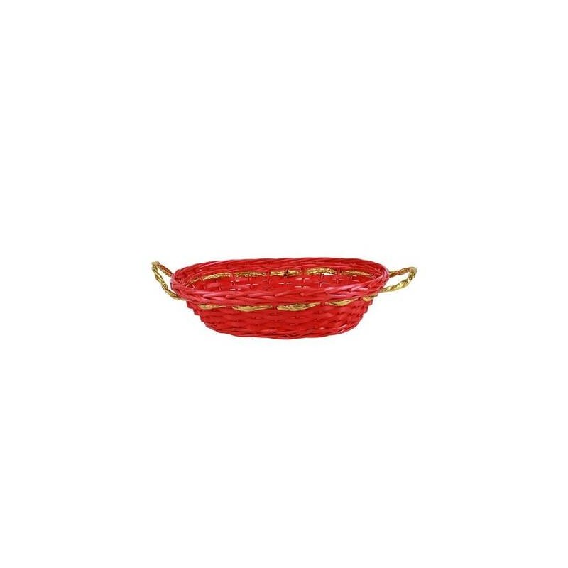 CESTO VIMINI OVALE C/MANICI cm41x32 h12 ROSSO