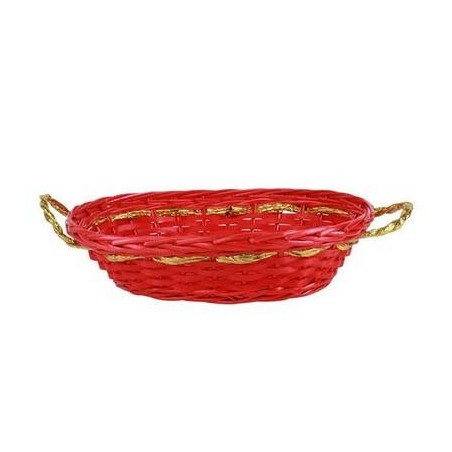 CESTO VIMINI OVALE C/MANICI cm41x32 h12 ROSSO