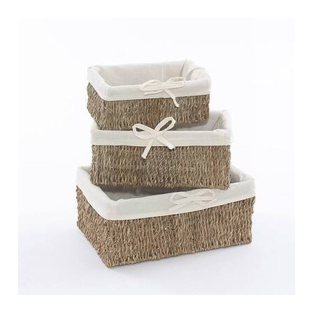 CESTINO IN CORDONCINO CON FODERA 3/3 cm 28x19x12h