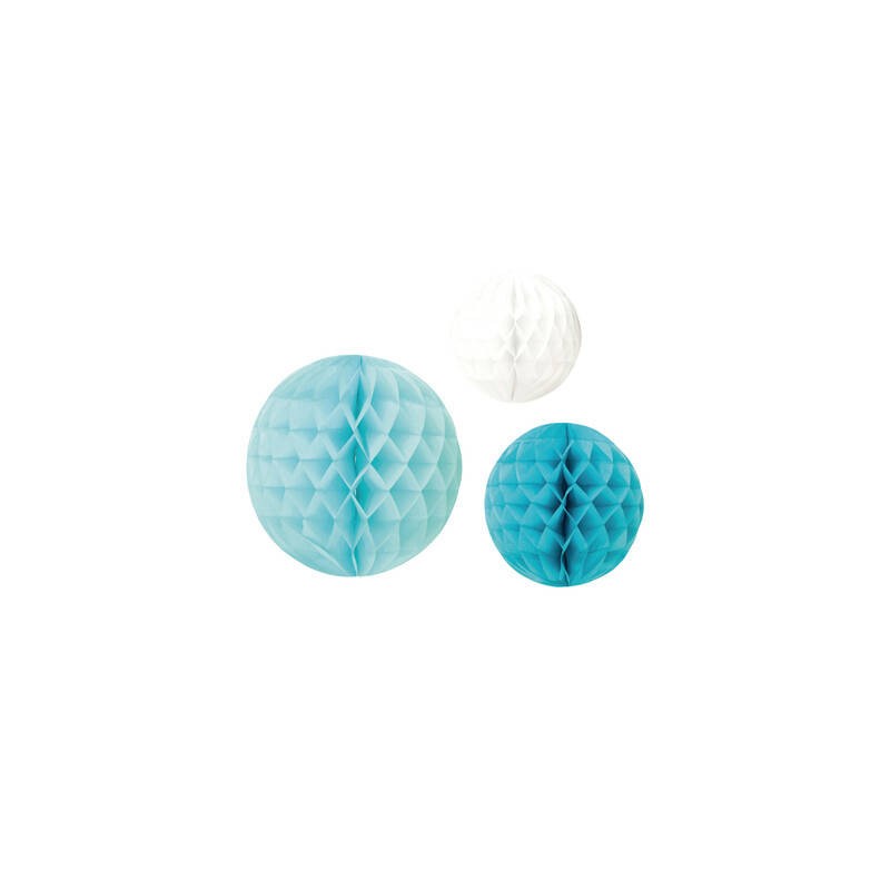 SFERE IN CARTA NIDO D'APE 20/25/30cm AZZURRO ASS.TI 3pz