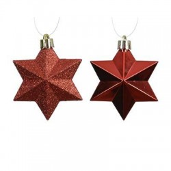 STELLA IN POLIESTERE DA APPENDERE 9x9x12.3cm MIX ROSSO 12pz