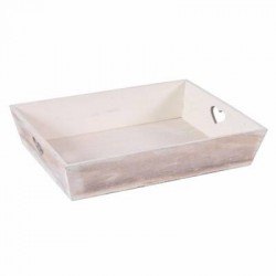 VASSOIO IN ABETE BIANCO C/CUORI cm 38x30x7h