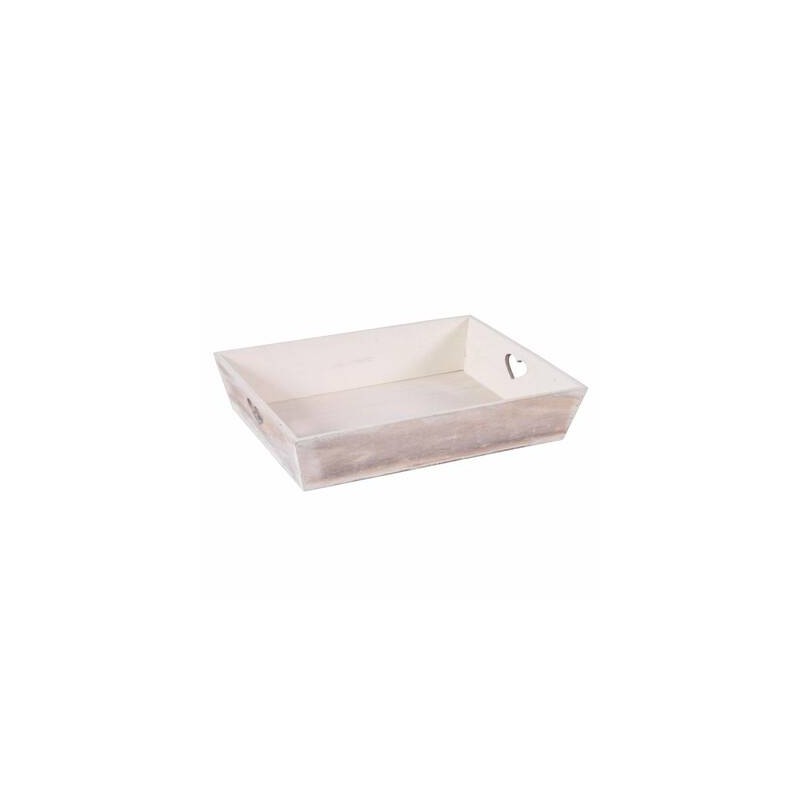 VASSOIO IN ABETE BIANCO C/CUORI cm 38x30x7h